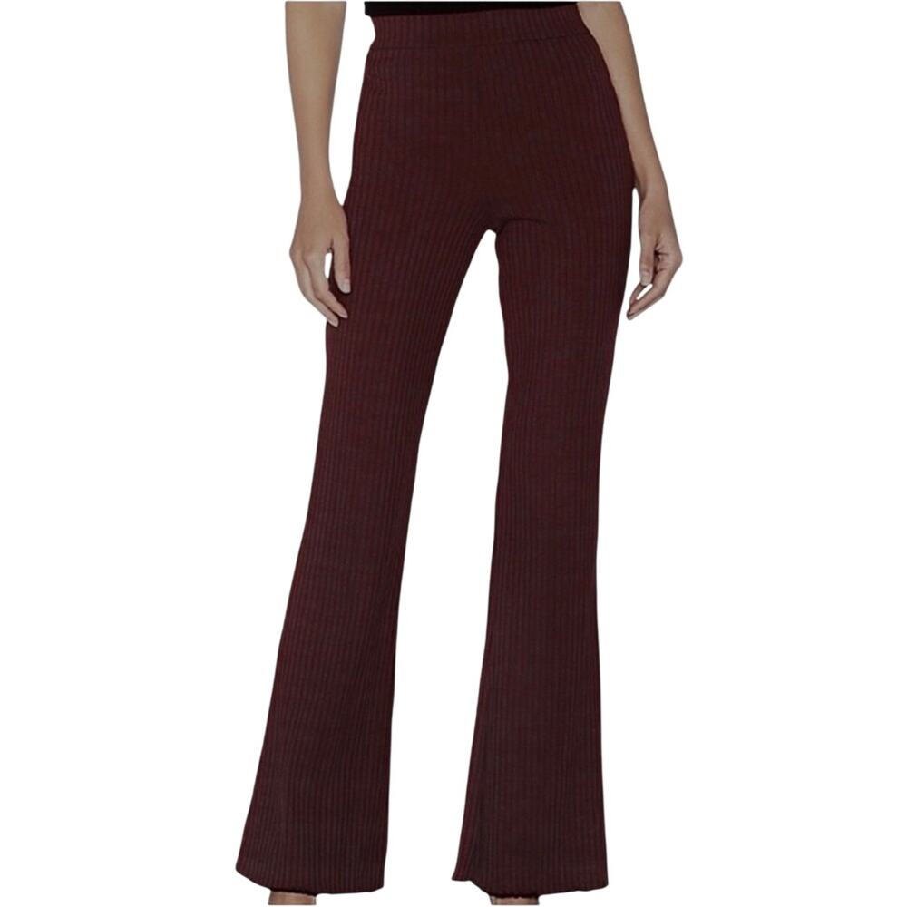 House of Harlow 1969 Revolve brown ribbed flare wide leg pants Size S